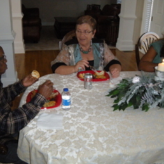 Mummy with Nkem and Chief Obasi enjoying their meal!!