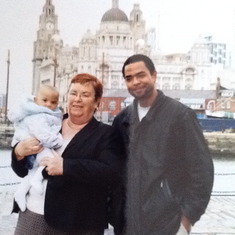 Grandma, Ikenna and Georgia in Liverpool