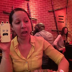 2016? Melinda twinning with her phone cover :) 