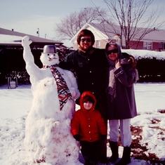 OK snowman with Justin and Grannie.