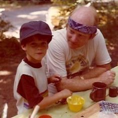 Mike and nephew, Matthew Perry, camping in the Smokey Mountains, 1978