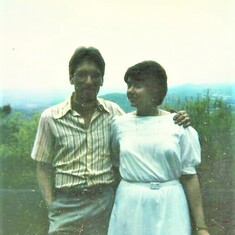 the 2 of us on our wedding day at Gambrill State Park, Frederick MD. 5/15/83 