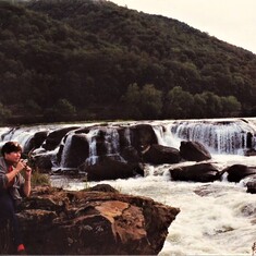 Mike took a picture of me taking a picture at Sandstone Falls in WV