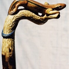blue tailed skink carving by Mike