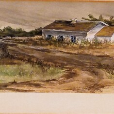 one of Mike's early ( high school ) watercolors. It always reminded me of where we ended up living.