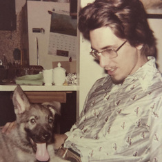 My Big Brother in 1976 holding my dog Gus