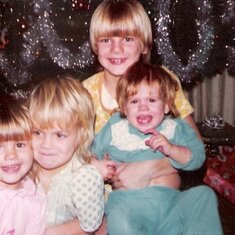 Michael, Shannon, Michelle and Gina.  Christmas on Swiggert , Lexington KY 1974