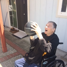 Shooting hoops with Coach in April 2019