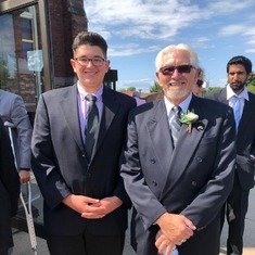 Brother Pat with grandson Isaac at Son's wedding, 2019