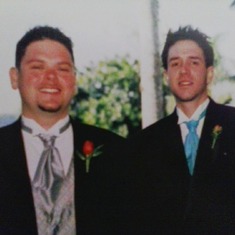 Michael and one of his oldest friends, Rob, at Michele and Rob's wedding (March 2006)