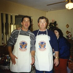 My dad with his brother Dennis, Christmas Day at Grandma Bradley's house.