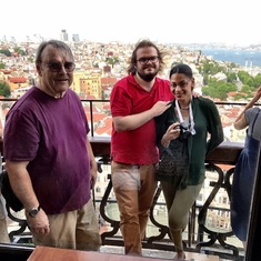 Mike, nephew Max his wife Jennifer on top of the town Istanbul, Turkey