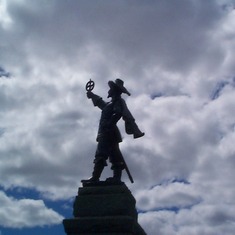 Mike and I visited statue of Samuel de Champlain's statue on Nepean Point in Ottawa