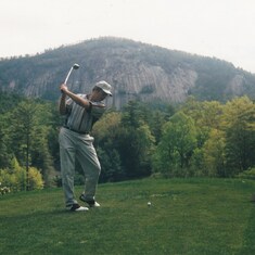 Teeing off in mountains of NC at High Hampton