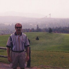 Lake Placid Golf Club with Ski jump in background