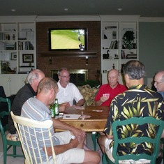 Playing cards & watching golf w/family