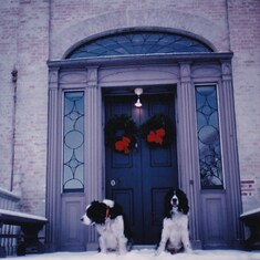 Duke and Dylan at our next door neighbor, Lorenzo House, Christmas 1983
