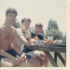 Having lunch with Jerry and Mike in my backyard around 1968