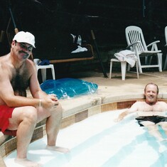 Mike and Dud at the pool at my house around 2001