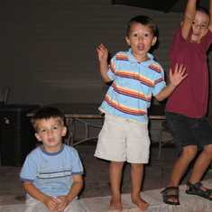 Michael with his buddies Owen and William in 2005