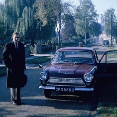 Michael with his car in the mid 1960s, West Drayton