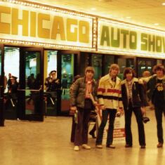 Mike, Geoff Baron, John Wisdom, & Steve Bracke at the 1974 Chicago Auto Show