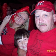 Family trip to Lincoln to take in a Husker volleyball game.  Sonia, Spencer and Mike show their Husker spirit.