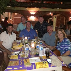 Mike, John, Ralph and Daniel having dinner with new friends in Playa De Los Muertos Puerto Vallarta