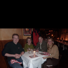 Carl, Mum, Dad, & Elicia at dinner in NY, NY, USA Trip
