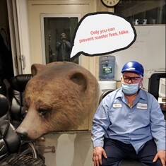 Smokey the Bear's got nothing on Mike!  Taken 2021 in Roasting Department