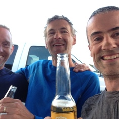 A beer with Mike and John after a great ride at Gorman