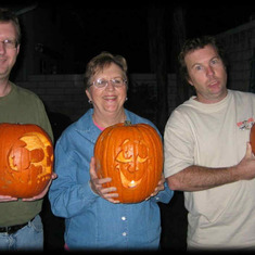 "Pumpkin Carving Party" - ML with his mom Judy and brother Dave at the annual Pumpkin carving party at Traci and Mike's house.
