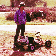 Mike at the Manor Studio's..infamous go-cart track 1984!