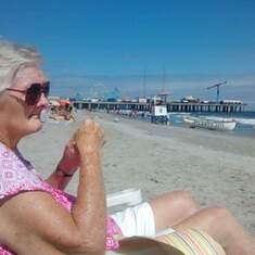 Grandma in Atlantic City on the beach