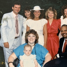 Miranda's family gathers for the wedding day photo