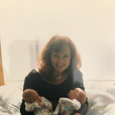 Miranda visit to Sterling Heights home of friend Patty to meet newborn twins! 1995