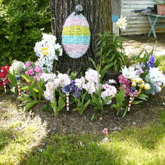 I made this memorial garden for you at our house around the tree for Mothers Day.