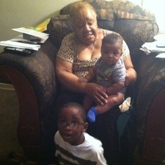 Great grandsons Jacob in her lap and Joshua 