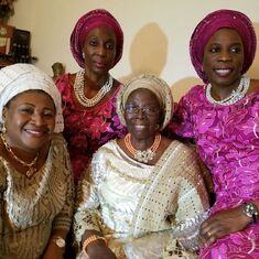 Mummy’s 80th birthday- with Folake, Jumoke and one of her many adopted daughters- Tinuke Jangbadi
