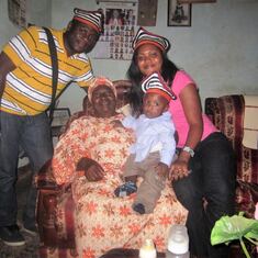 Kenneth Jr., Shella and Jesse Ndamukong with. big Mami at her home in Bafut on 27 Dec 2011. 