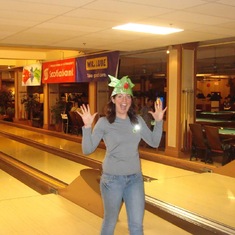 Monica supporting Big Brothers by bowling