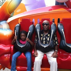 Daddy on ride at Seaworld with Granddaughter Keke.