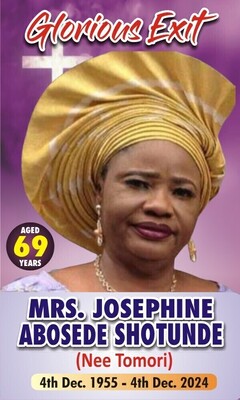 Mrs Abosede Josephine Omobolanle Ajoke Shotunde (Nee Tomori)