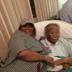Cousin Johnnie Bell sharing a special moment with aunt Mattie