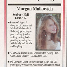 Morgan Malkavich - Maui News 3-2-11