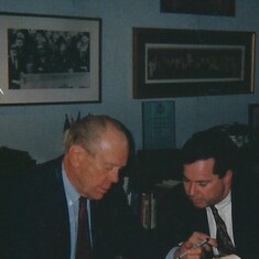 Miles with President Gerald R. Ford on signing PCGS Bicentennial Coin labels.