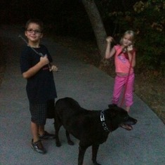Eon and Aspen on last walk with Princess.