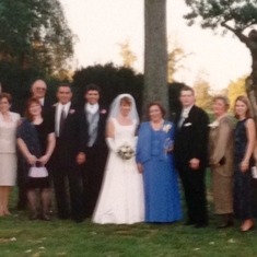 Myriam in blue with family at Kristina's wedding in September 1999 Willow grove Inn Orange Virginia