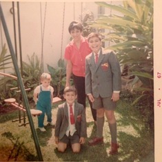 Myriam Vivas Haarman (standing center) with children Johan Jr. Paul Haarman Sr. & 23 month old Anna Kristina in 1967
