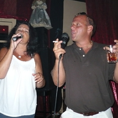 Lorrie and Myron, singing our hearts out in a little dive bar around the corner from Duvall St in Key West, Florida 2008